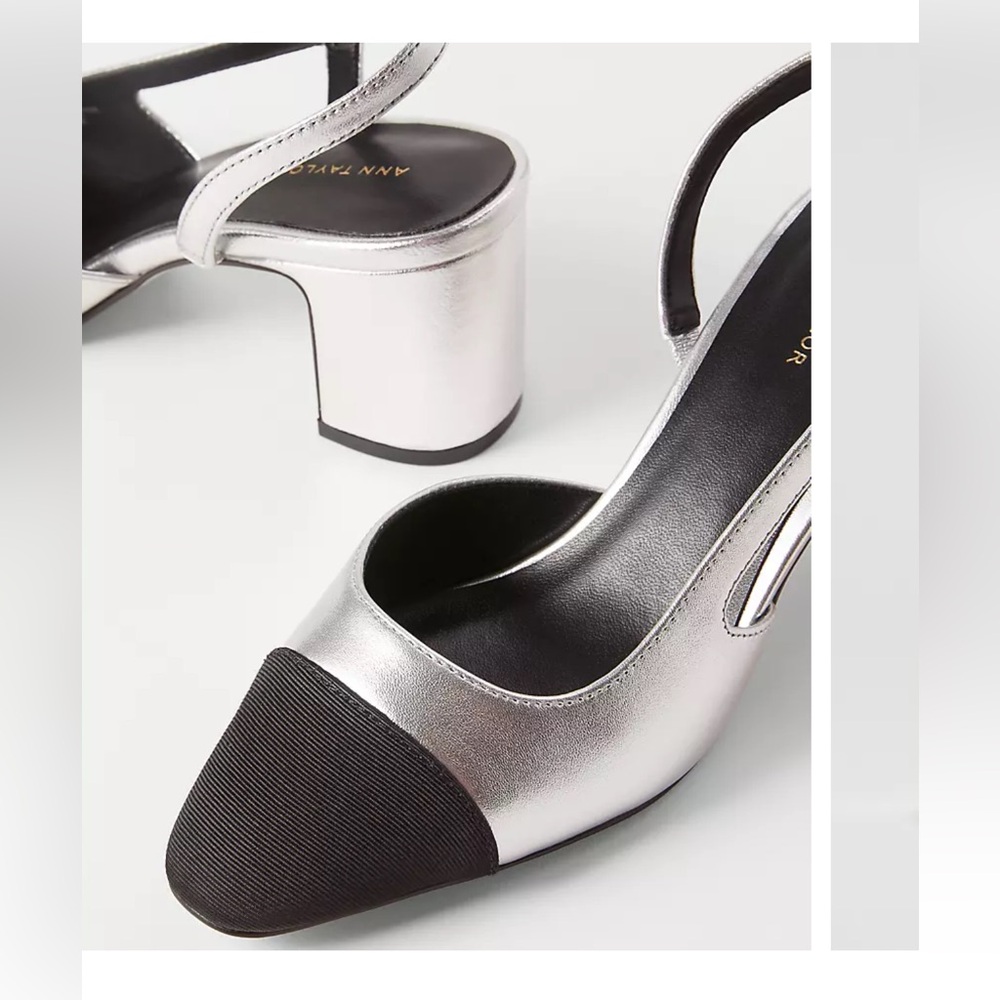 Like new: Ann Taylor Cap Toe Slingback Metallic Pump